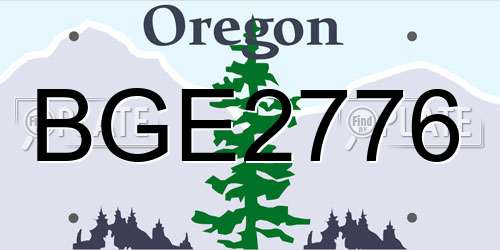 BGE2776 Oregon License Plate