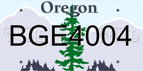 BGE4004 Oregon License Plate