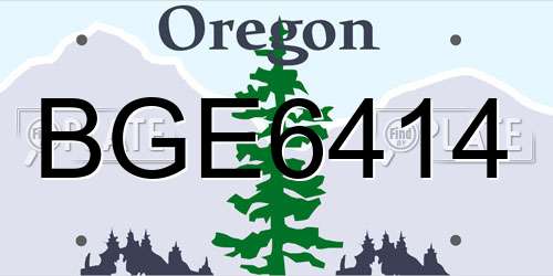 BGE6414 Oregon License Plate