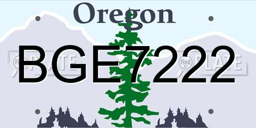 BGE7222 Oregon License Plate