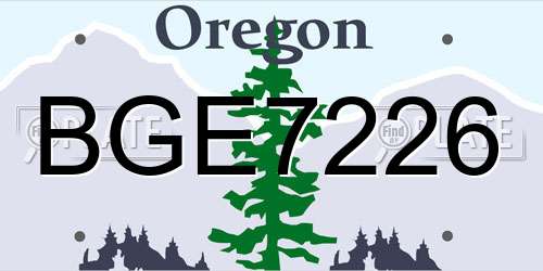 BGE7226 Oregon License Plate