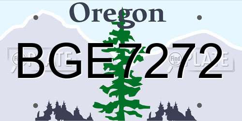 BGE7272 Oregon License Plate
