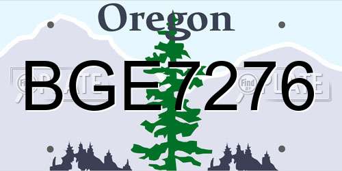 BGE7276 Oregon License Plate