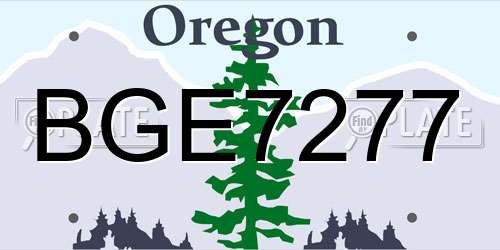 BGE7277 Oregon License Plate