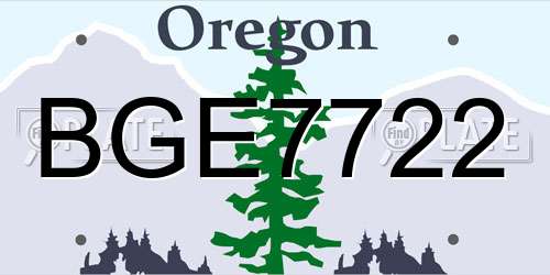BGE7722 Oregon License Plate