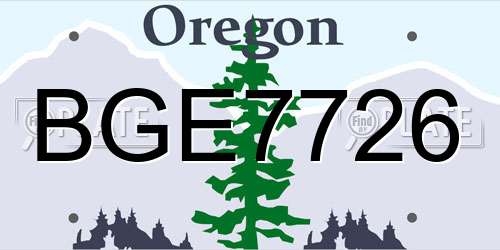 BGE7726 Oregon License Plate