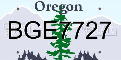 BGE7727 Oregon License Plate