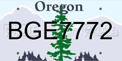 BGE7772 Oregon License Plate