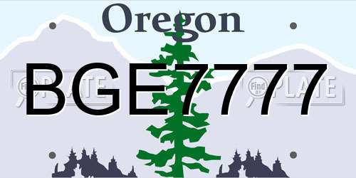 BGE7777 Oregon License Plate