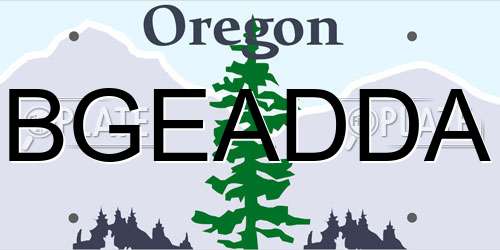 BGEADDA Oregon License Plate