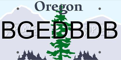 BGEDBDB Oregon License Plate