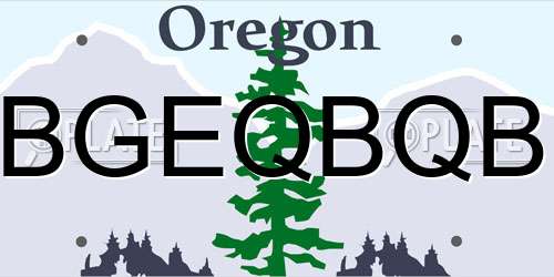 BGEQBQB Oregon License Plate