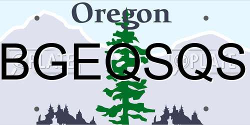 BGEQSQS Oregon License Plate