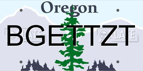 BGETTZT Oregon License Plate