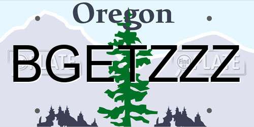 BGETZZZ Oregon License Plate