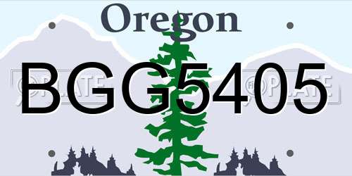 BGG5405 Oregon License Plate