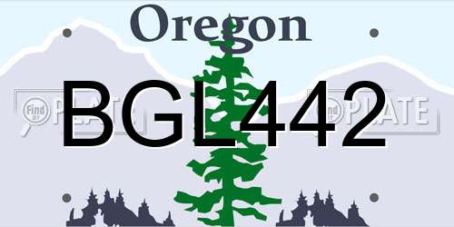 BGL442 Oregon License Plate