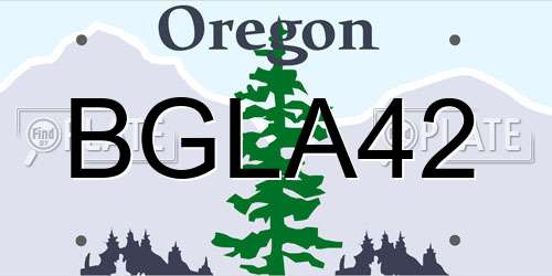 BGLA42 Oregon License Plate