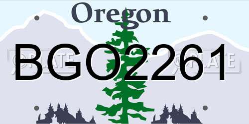 BGO2261 Oregon License Plate