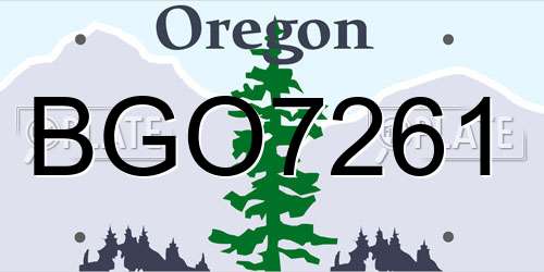 BGO7261 Oregon License Plate