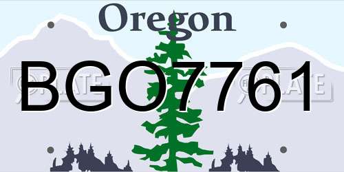 BGO7761 Oregon License Plate