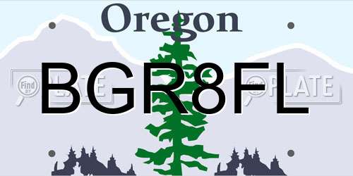 BGR8FL Oregon License Plate