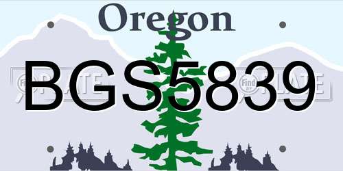 BGS5839 Oregon License Plate