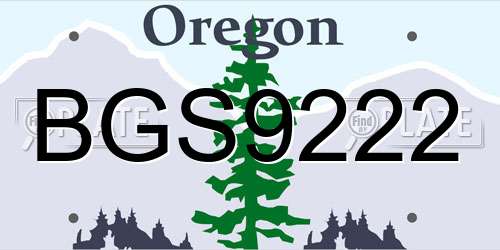 BGS9222 Oregon License Plate