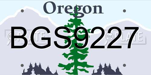 BGS9227 Oregon License Plate
