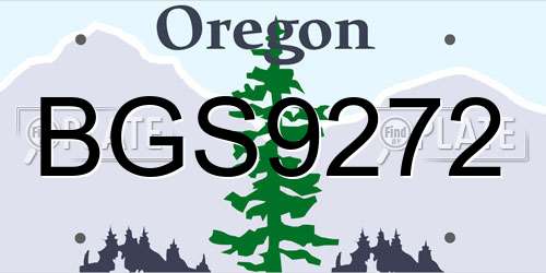 BGS9272 Oregon License Plate