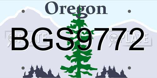 BGS9772 Oregon License Plate