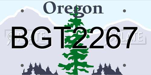 BGT2267 Oregon License Plate