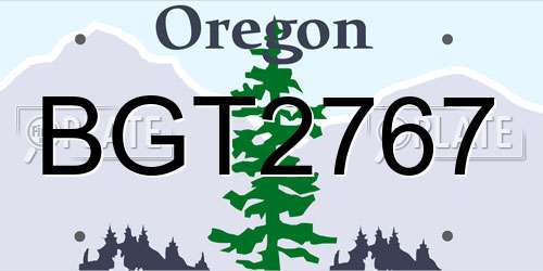 BGT2767 Oregon License Plate