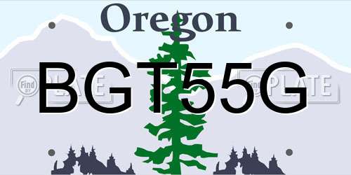 BGT55G Oregon License Plate