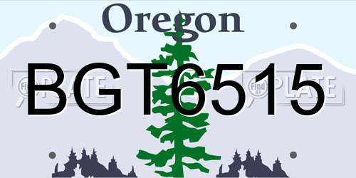 BGT6515 Oregon License Plate