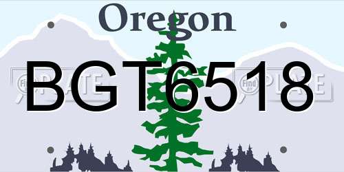 BGT6518 Oregon License Plate