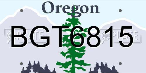 BGT6815 Oregon License Plate