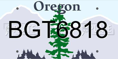 BGT6818 Oregon License Plate