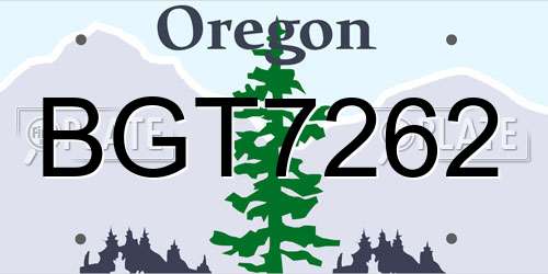 BGT7262 Oregon License Plate