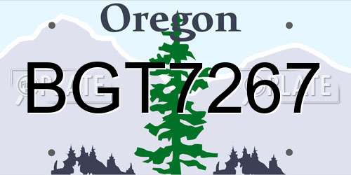 BGT7267 Oregon License Plate