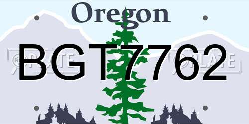 BGT7762 Oregon License Plate