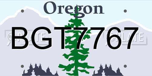 BGT7767 Oregon License Plate