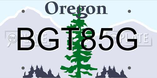 BGT85G Oregon License Plate