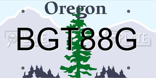 BGT88G Oregon License Plate