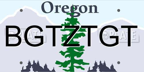BGTZTGT Oregon License Plate