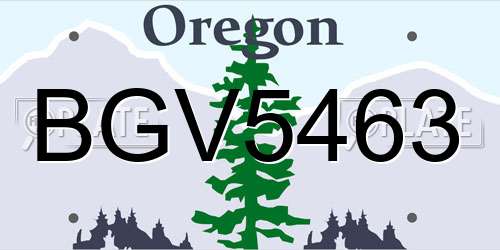 BGV5463 Oregon License Plate