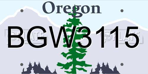 BGW3115 Oregon License Plate