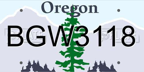 BGW3118 Oregon License Plate