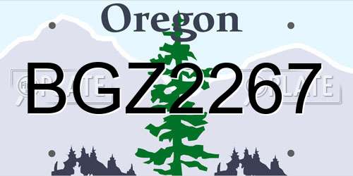 BGZ2267 Oregon License Plate