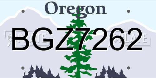 BGZ7262 Oregon License Plate
